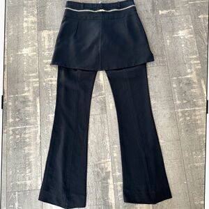 Givenchy Black Flared Pant with Mini Skirt Overlay and Silver Waistband